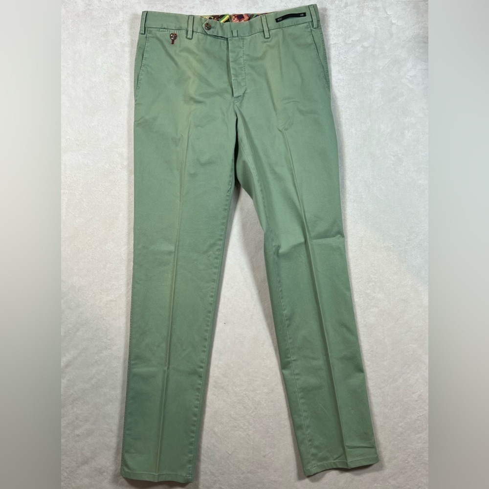 NWT PT01 EU48 32W US Cotton Chino PopChino Slim Fit Green Chino Twill Pants